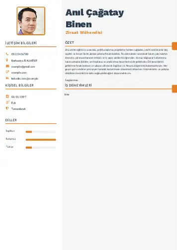 Ziraat Mühendisi Cv Örnekleri cv indir